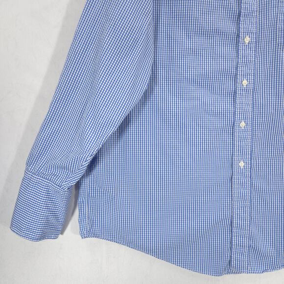 Vintage Brooks Brothers Makers Dress Shirt Mens 17.5-34 Blue Check French Cuff - Picture 3 of 13